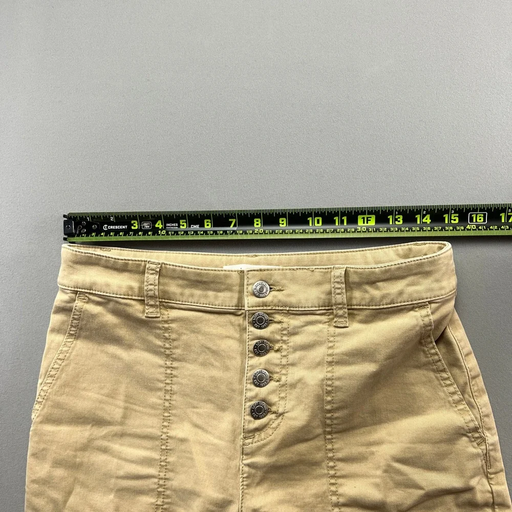 Loft Chino Pants Womens 4 Tan Cotton Stretch Resort Wear Straight Leg Frayed Hem